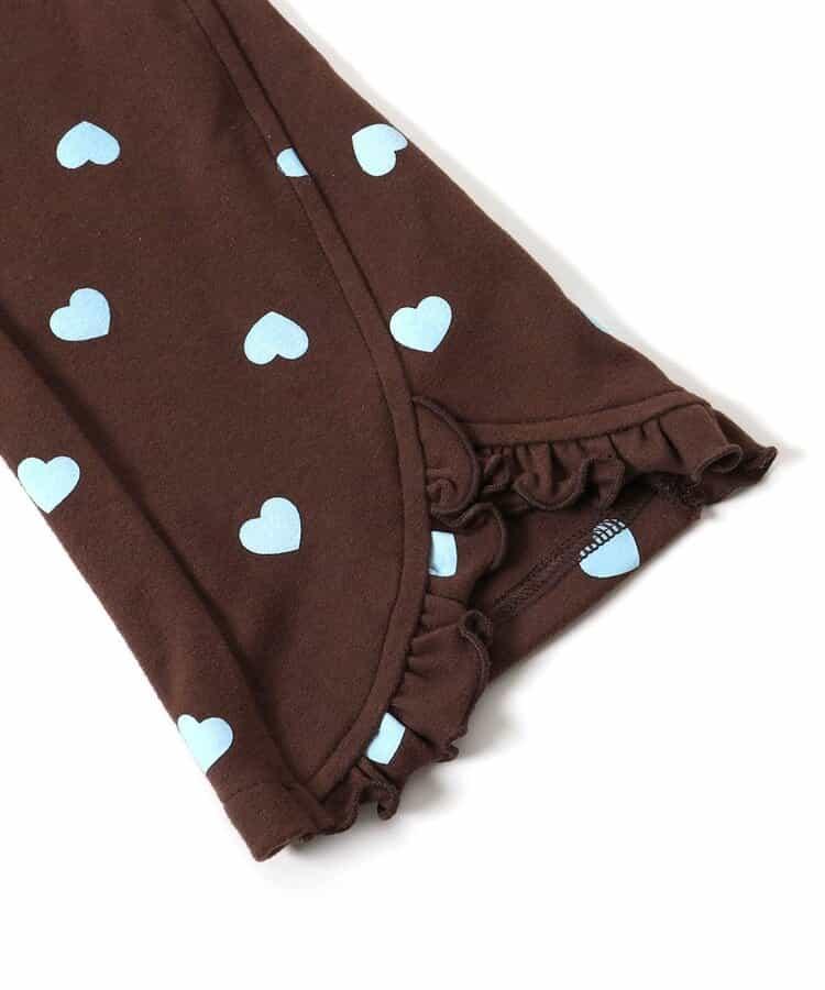 愛心花朵圖案荷葉邊長褲 10分丈