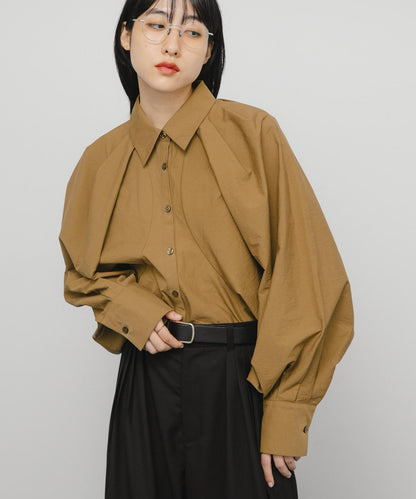 泡泡袖短款襯衫