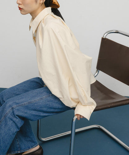 泡泡袖短款襯衫