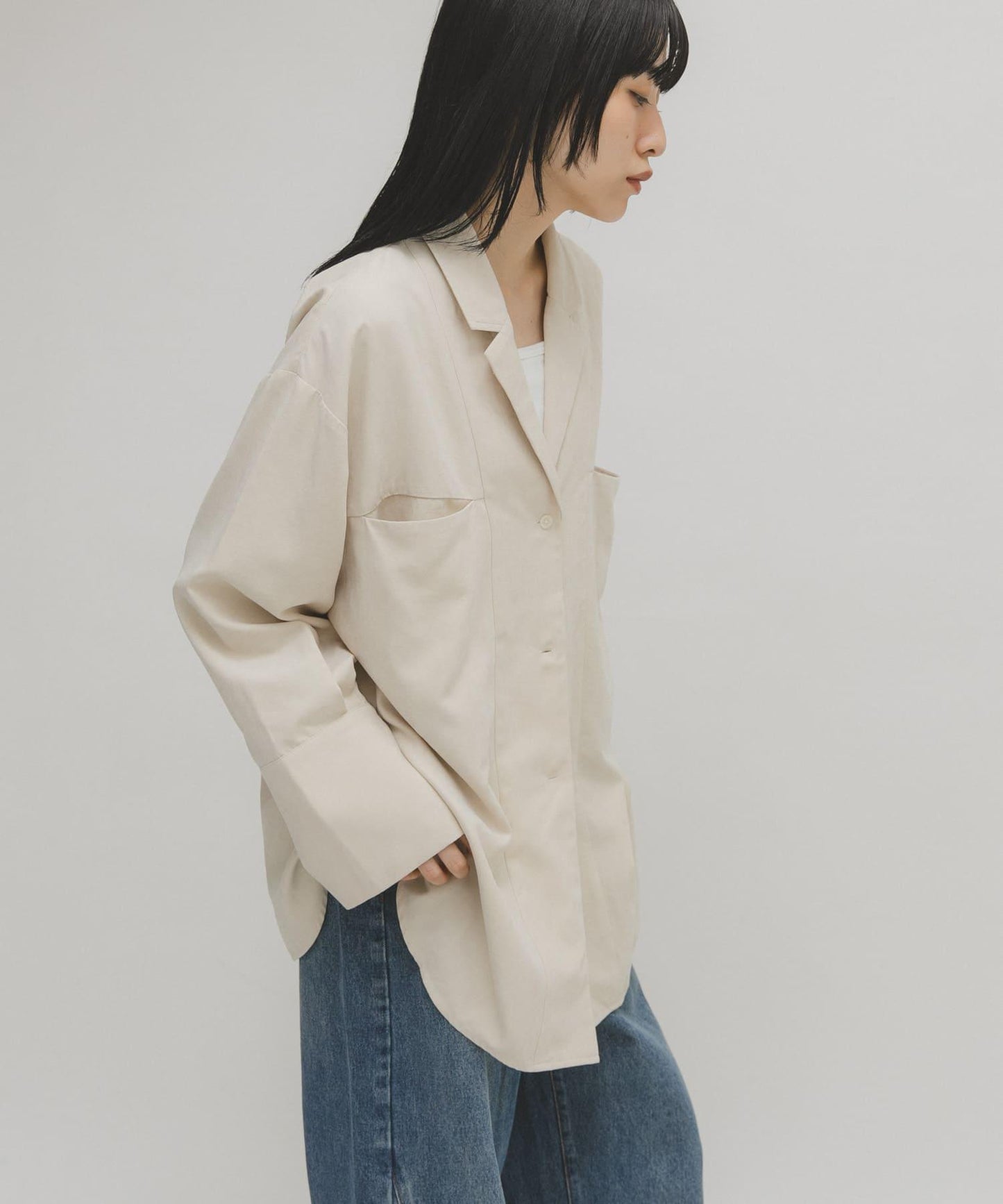 桃皮絨寬鬆襯衫