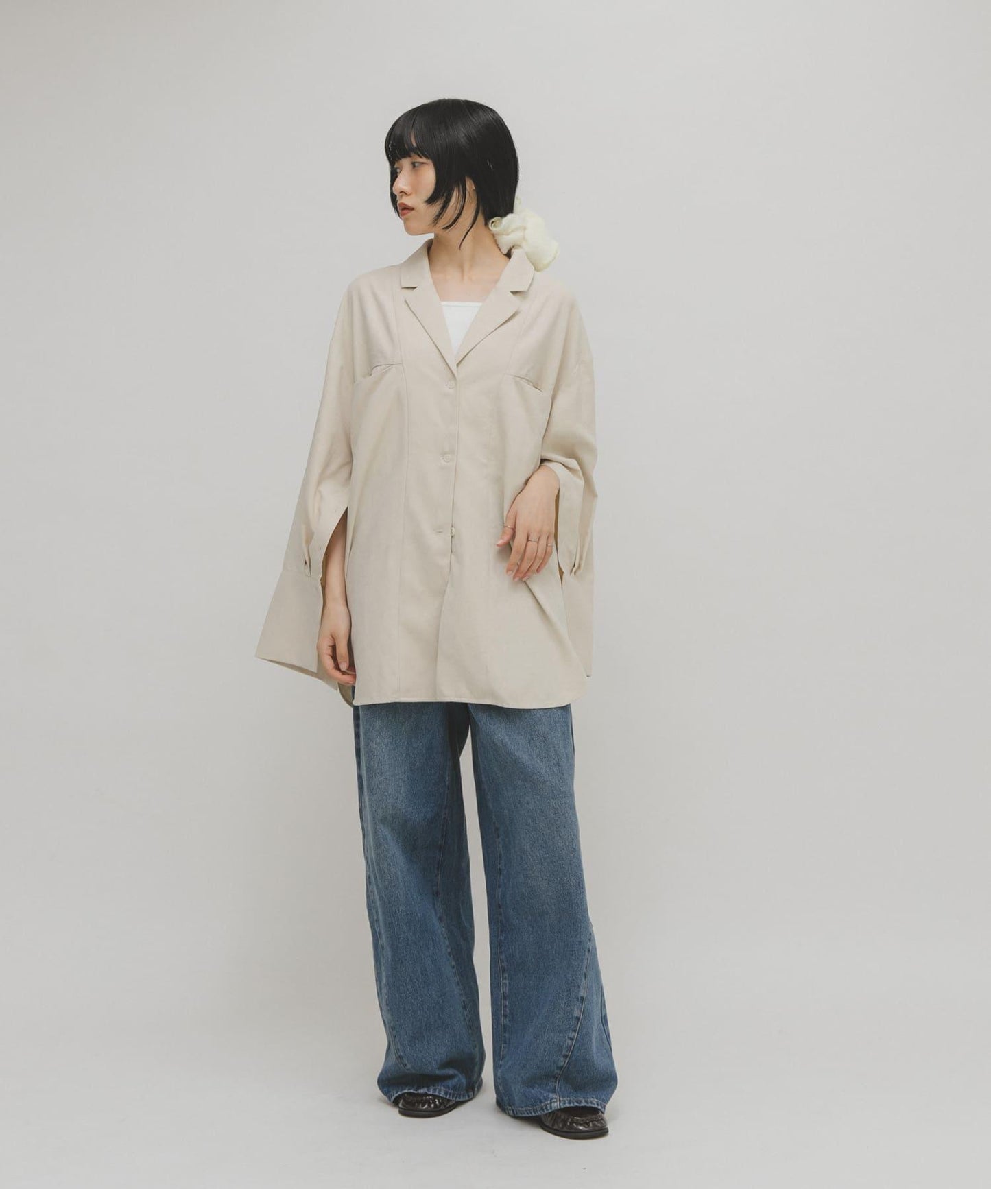 桃皮絨寬鬆襯衫