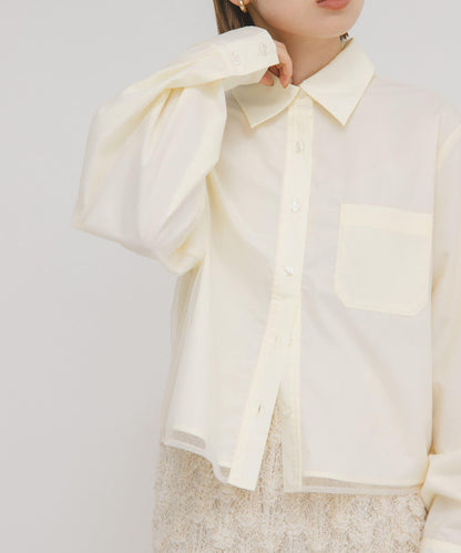網紗疊層短款襯衫