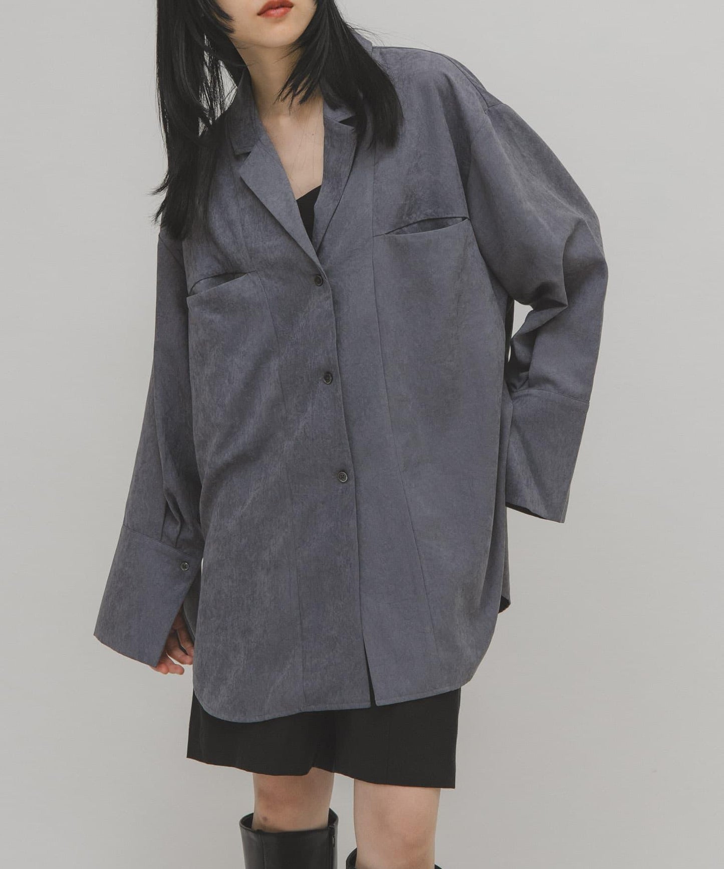 桃皮絨寬鬆襯衫