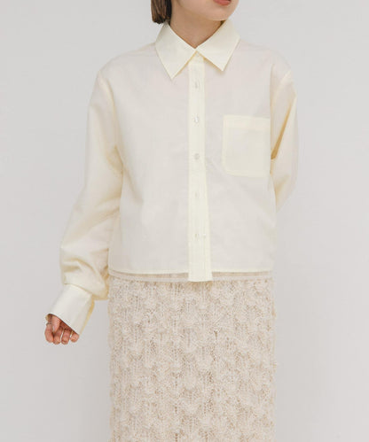 網紗疊層短款襯衫