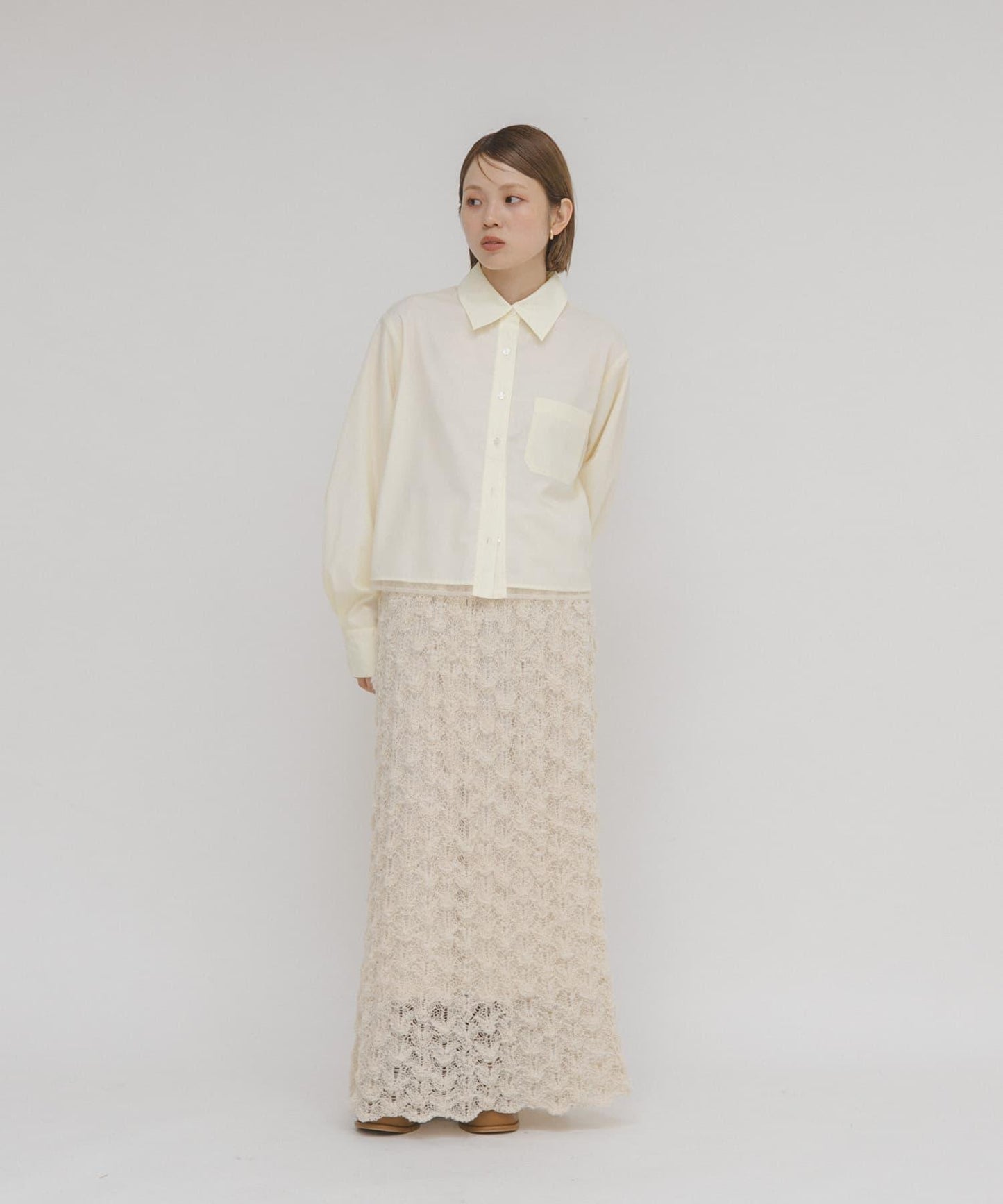 網紗疊層短款襯衫