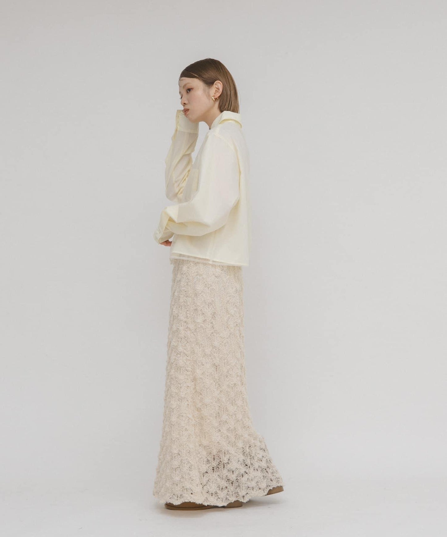 網紗疊層短款襯衫