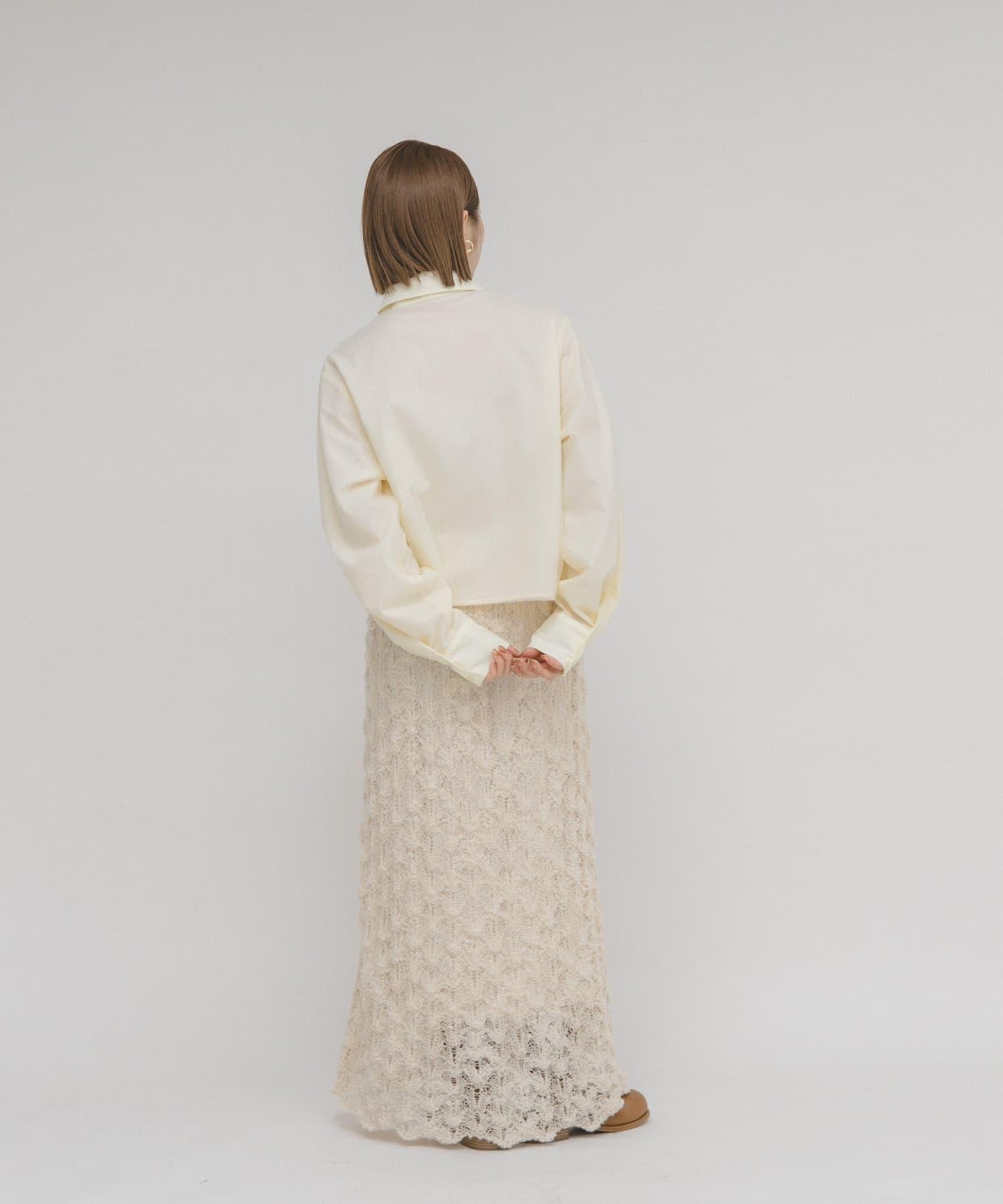 網紗疊層短款襯衫