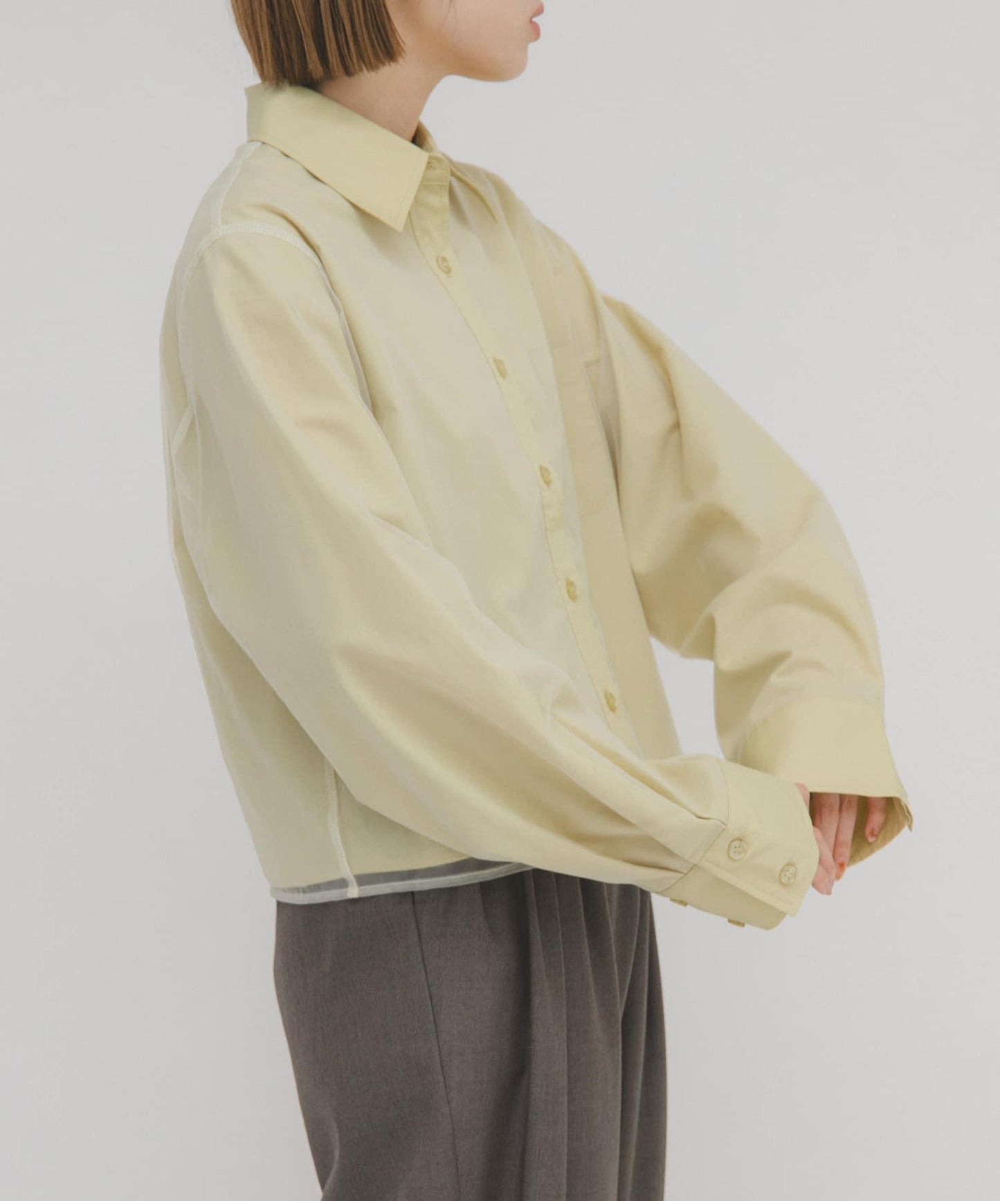 網紗疊層短款襯衫