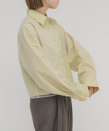 網紗疊層短款襯衫