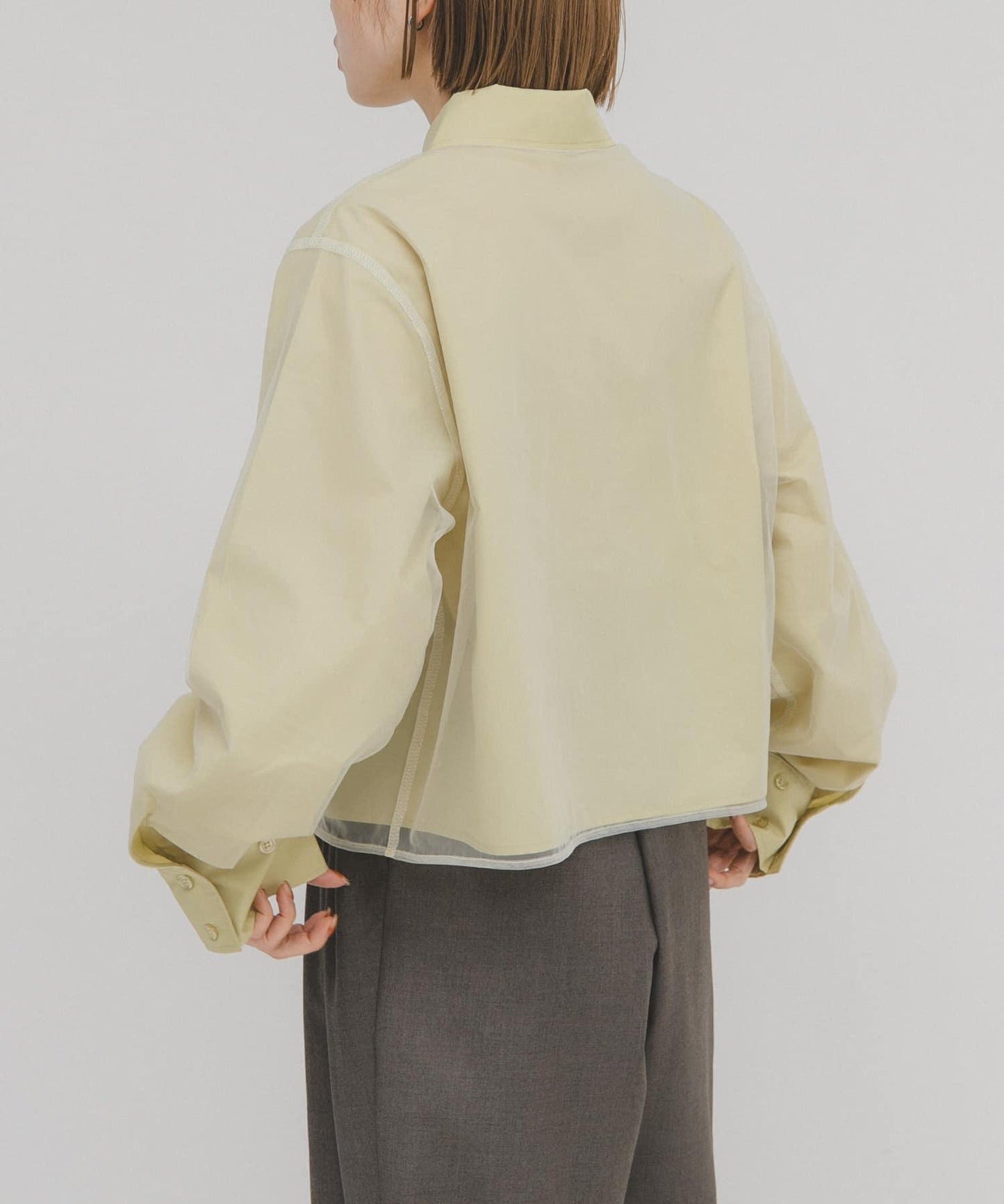 網紗疊層短款襯衫