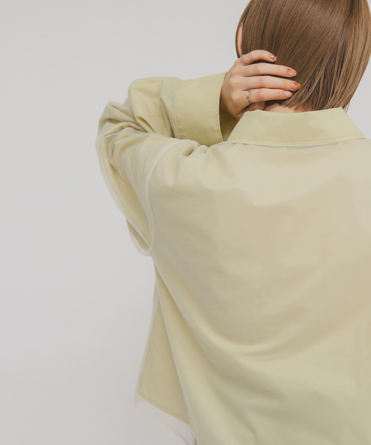 網紗疊層短款襯衫