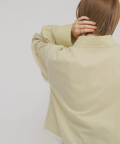 網紗疊層短款襯衫