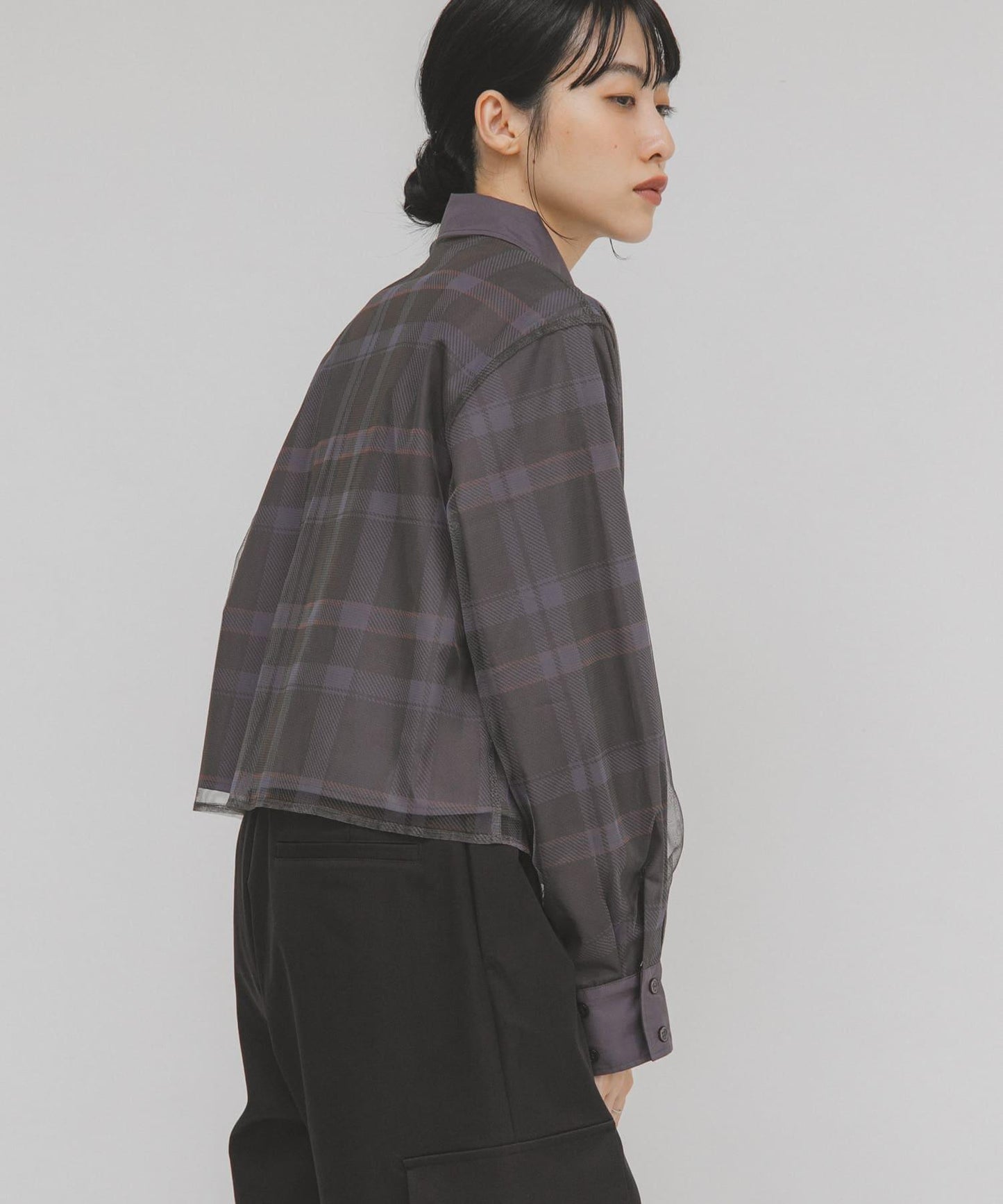 網紗疊層短款襯衫