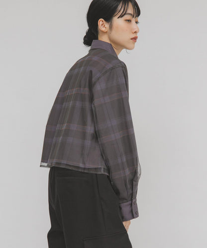 網紗疊層短款襯衫