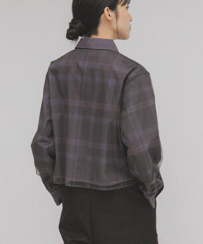 網紗疊層短款襯衫