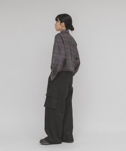 網紗疊層短款襯衫