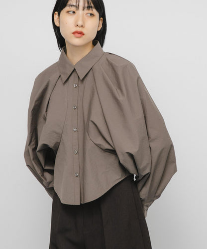 泡泡袖短款襯衫