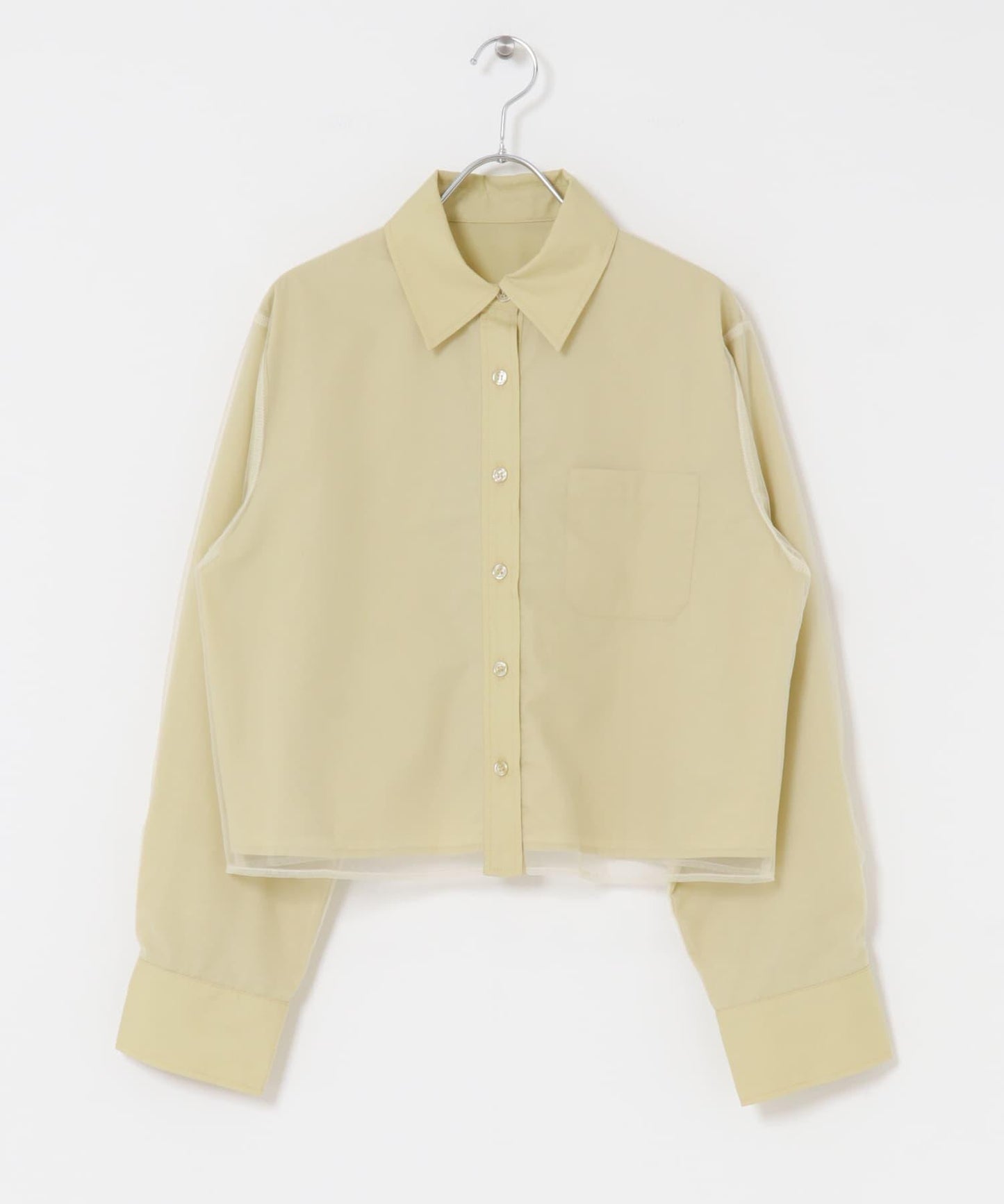 網紗疊層短款襯衫