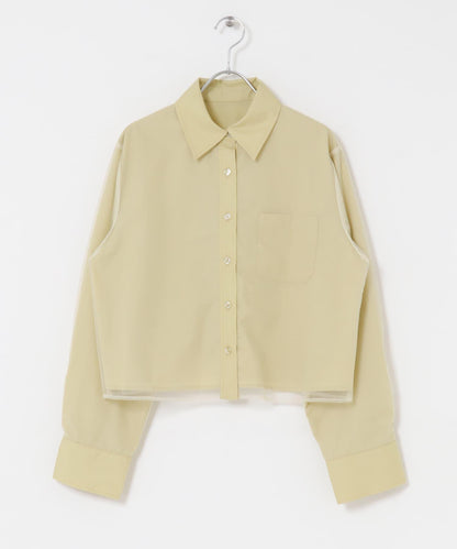 網紗疊層短款襯衫