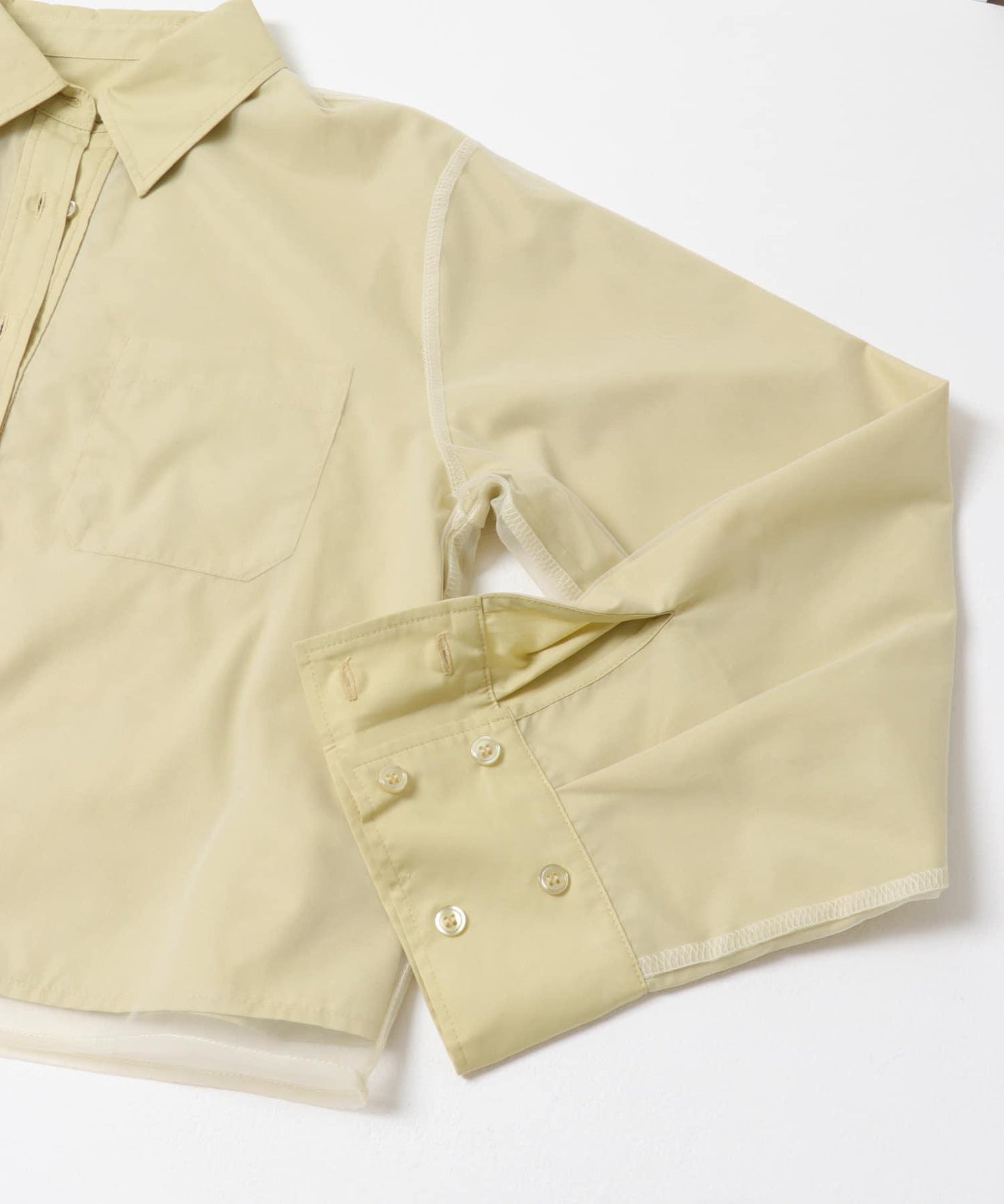 網紗疊層短款襯衫