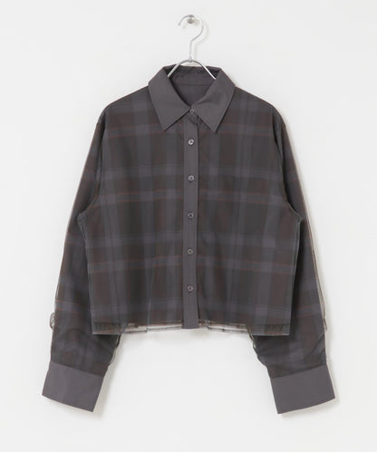 網紗疊層短款襯衫