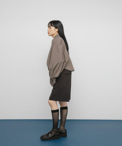 泡泡袖短款襯衫