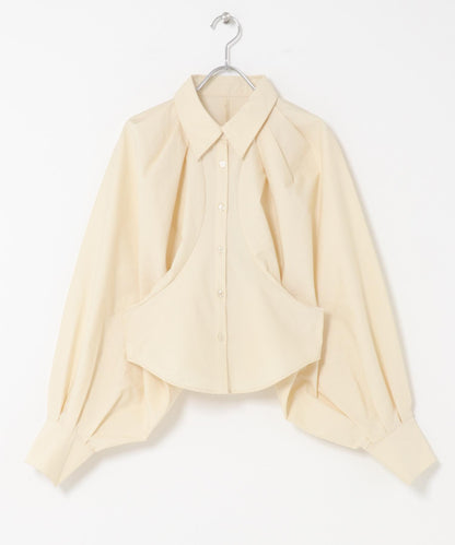 泡泡袖短款襯衫