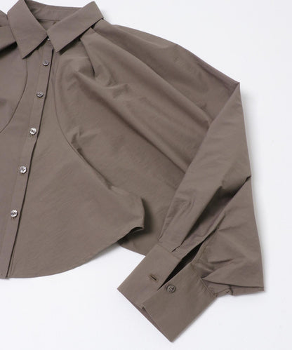 泡泡袖短款襯衫