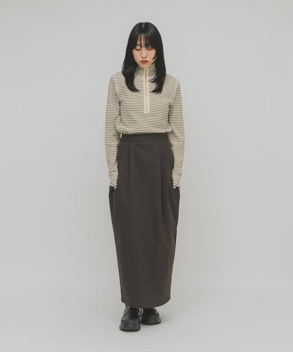 高領紐扣條紋上衣