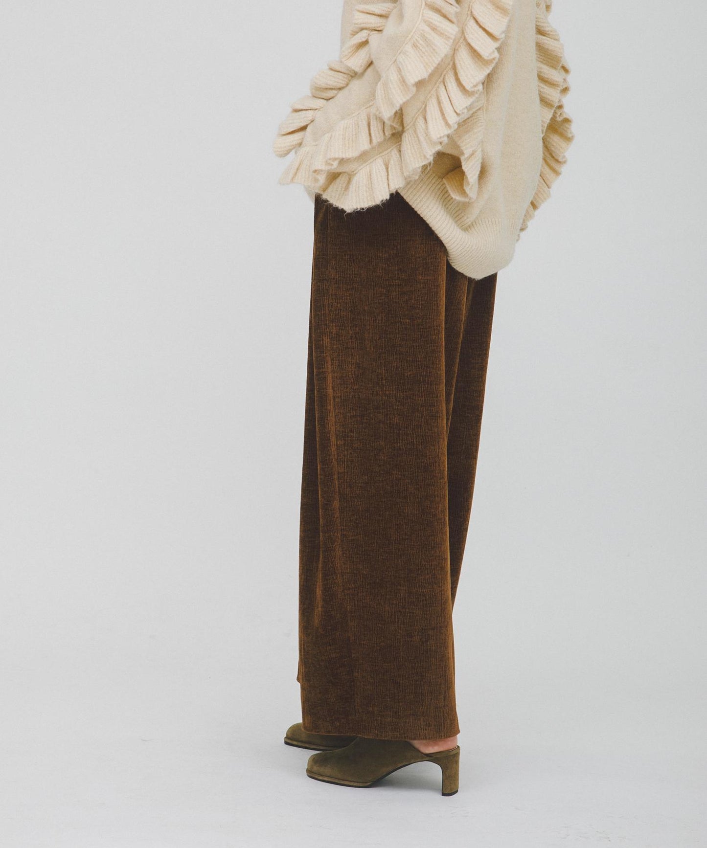 褶皺天鵝絨寬鬆長褲