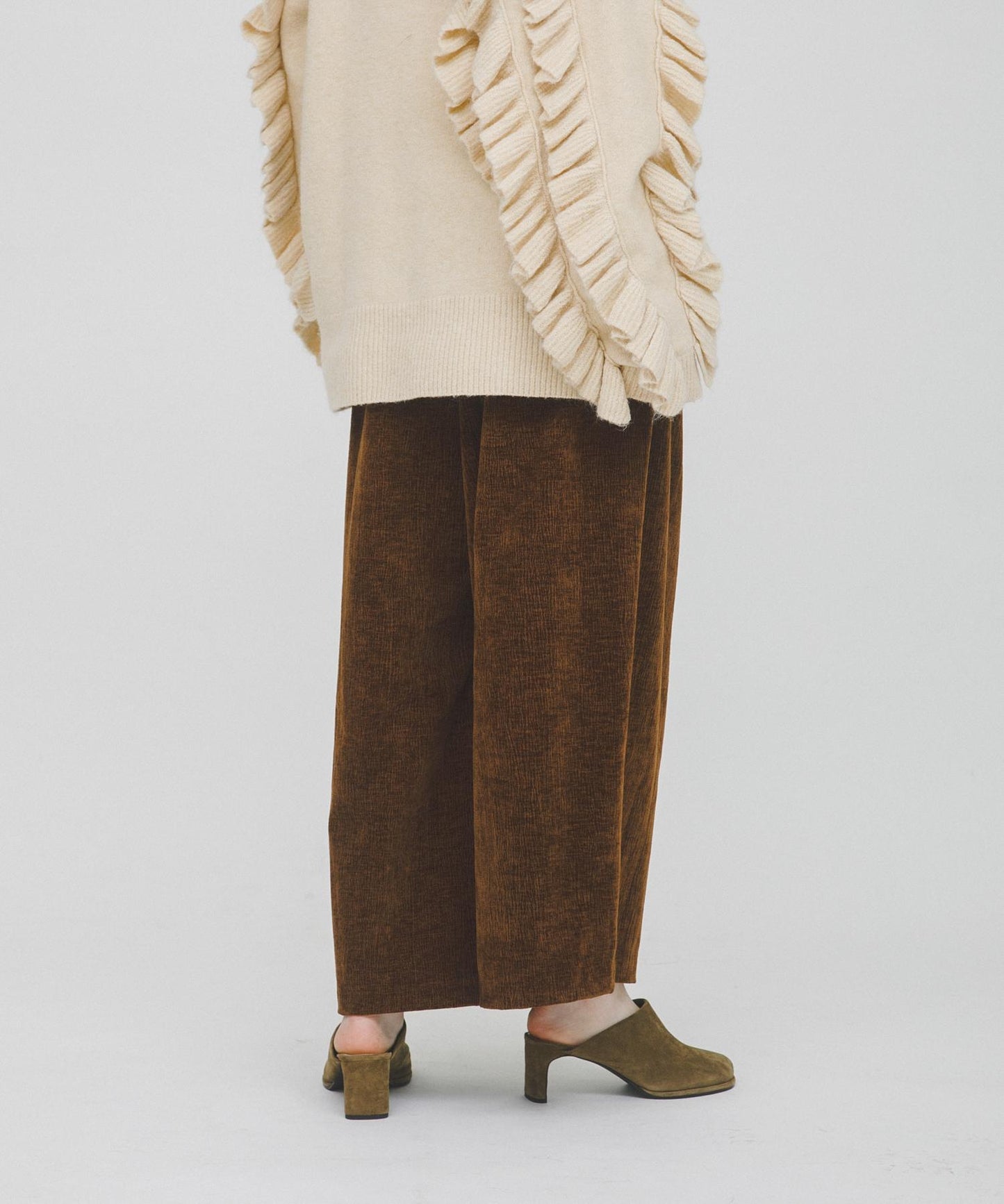 褶皺天鵝絨寬鬆長褲