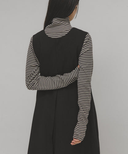 高領紐扣條紋上衣