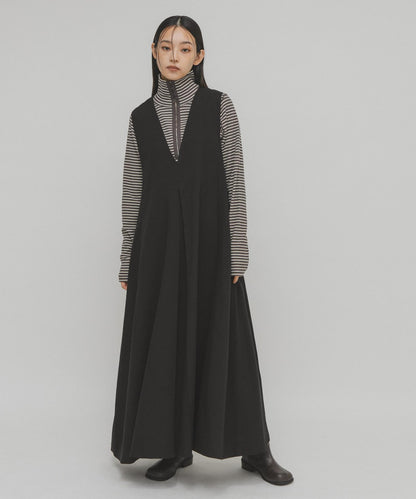 高領紐扣條紋上衣