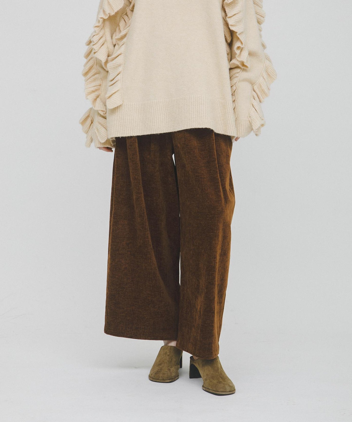 褶皺天鵝絨寬鬆長褲