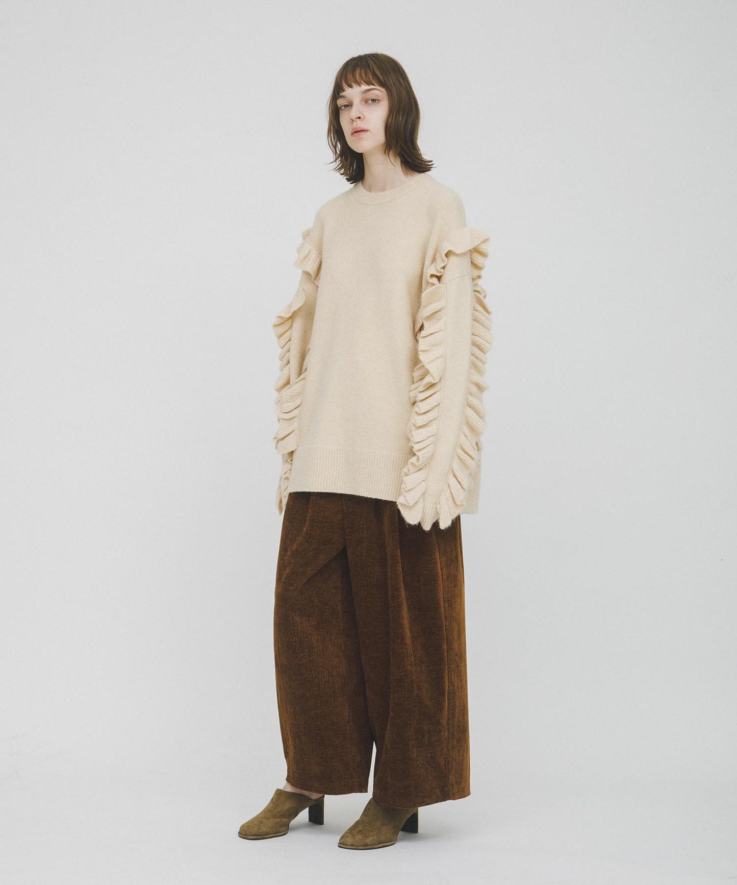 褶皺天鵝絨寬鬆長褲