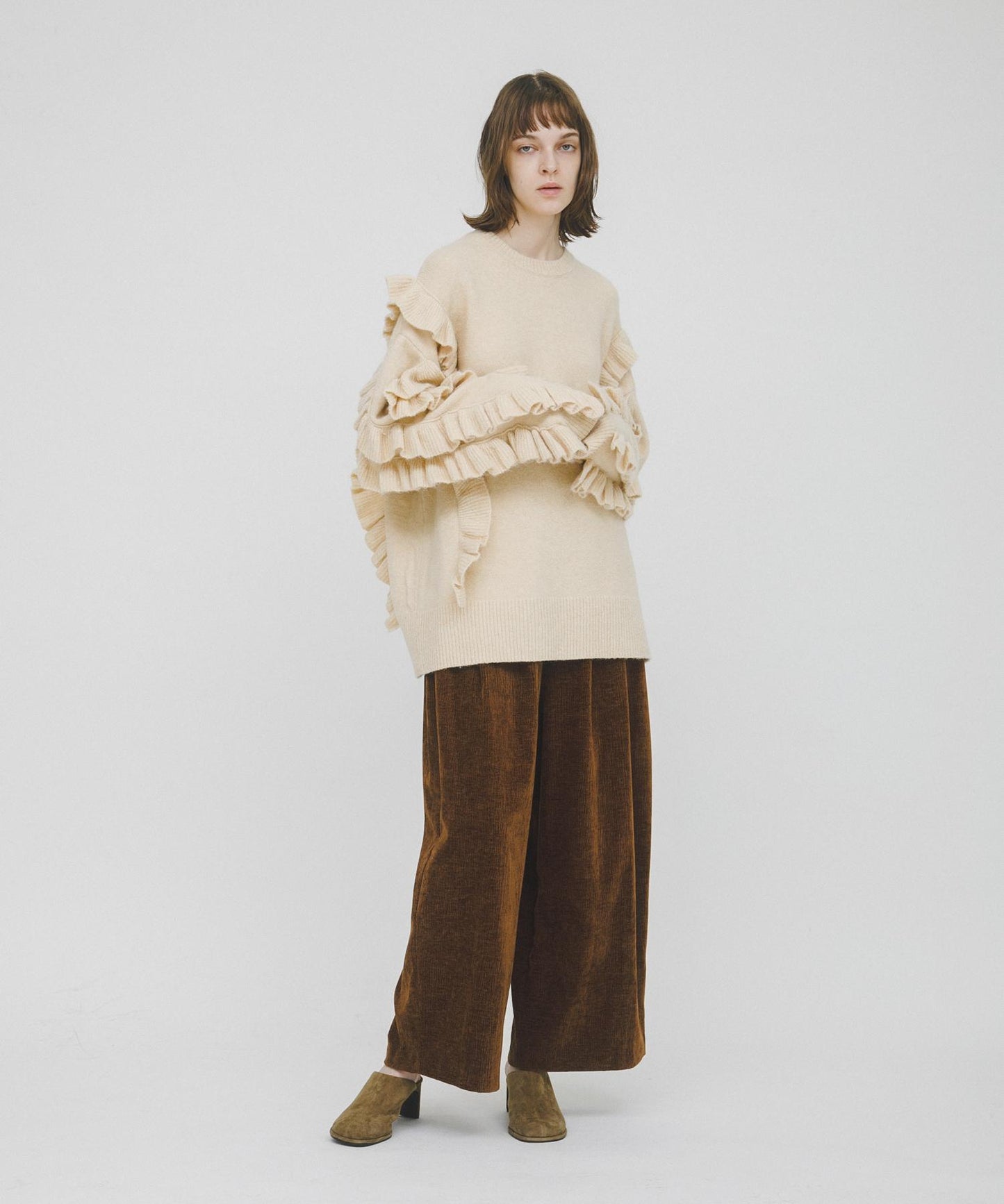 褶皺天鵝絨寬鬆長褲