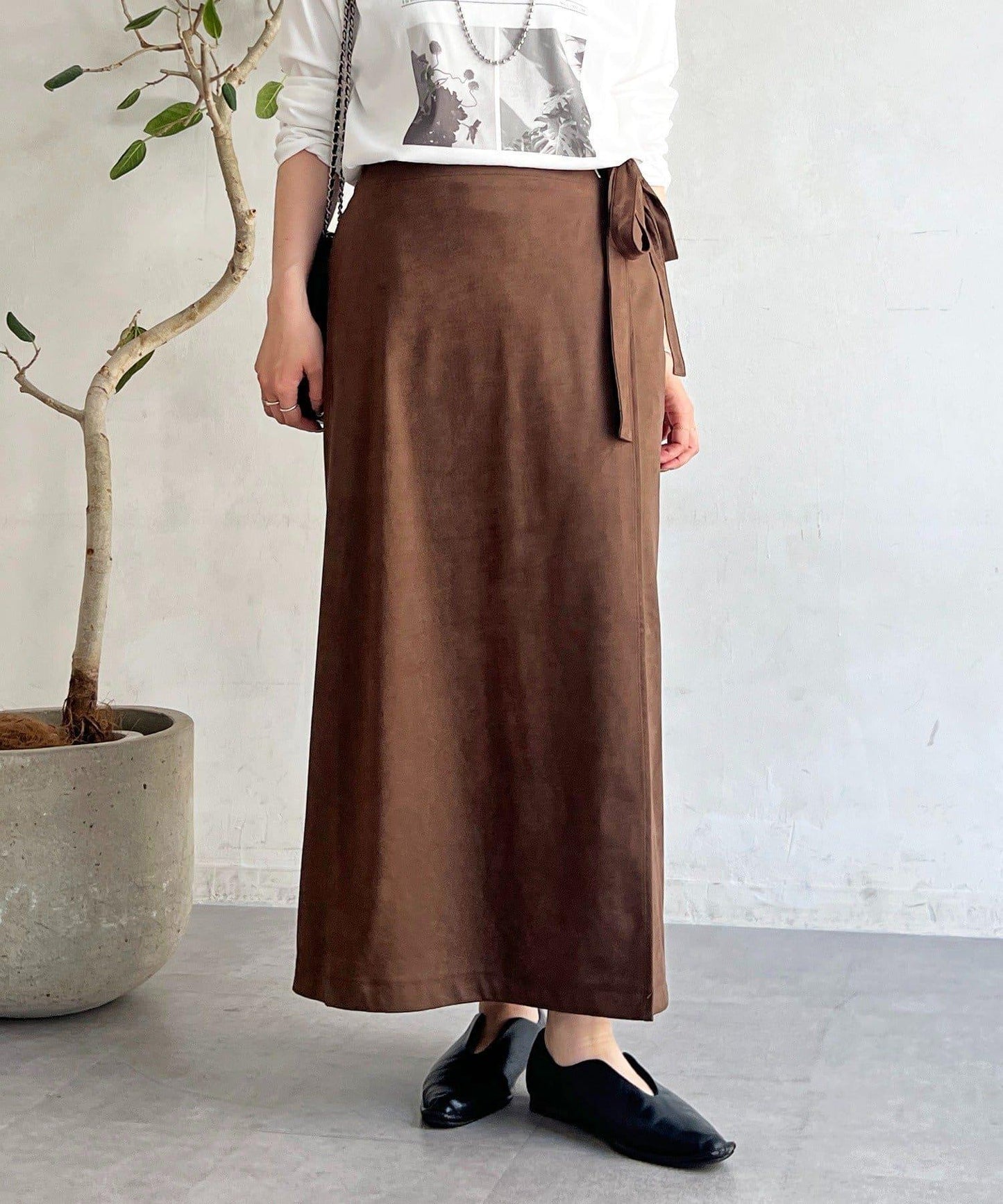 麂皮絨感包裹裙