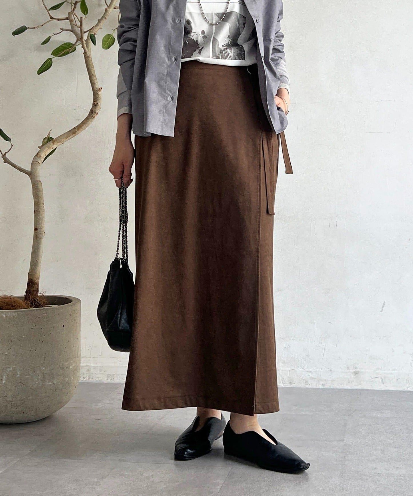 麂皮絨感包裹裙