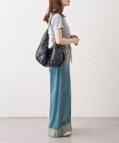 漸變色闊腿牛仔褲