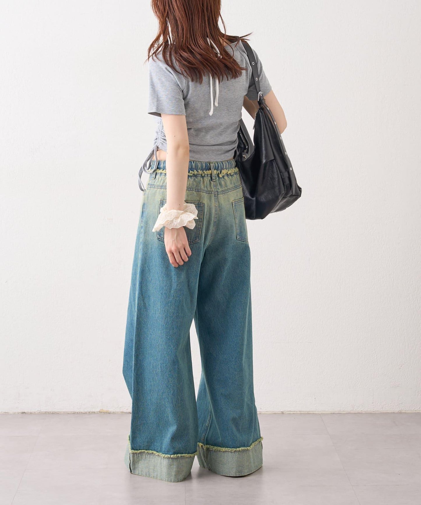 漸變色闊腿牛仔褲