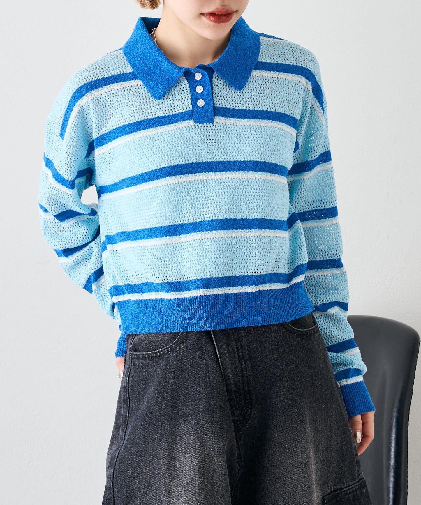 w closet 條紋POLO針織上衣