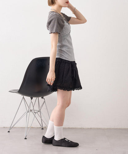 w closet 隨機羅紋蕾絲吊帶上衣