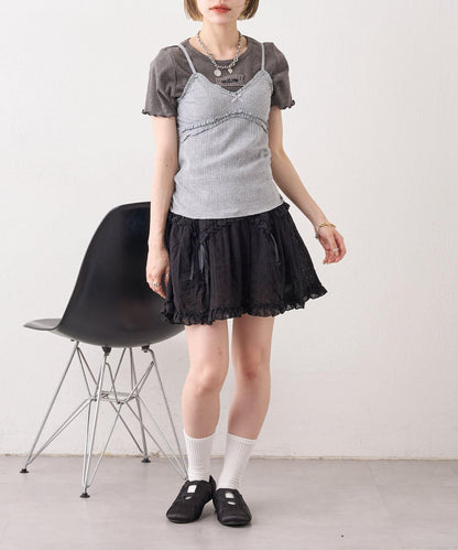 w closet 隨機羅紋蕾絲吊帶上衣