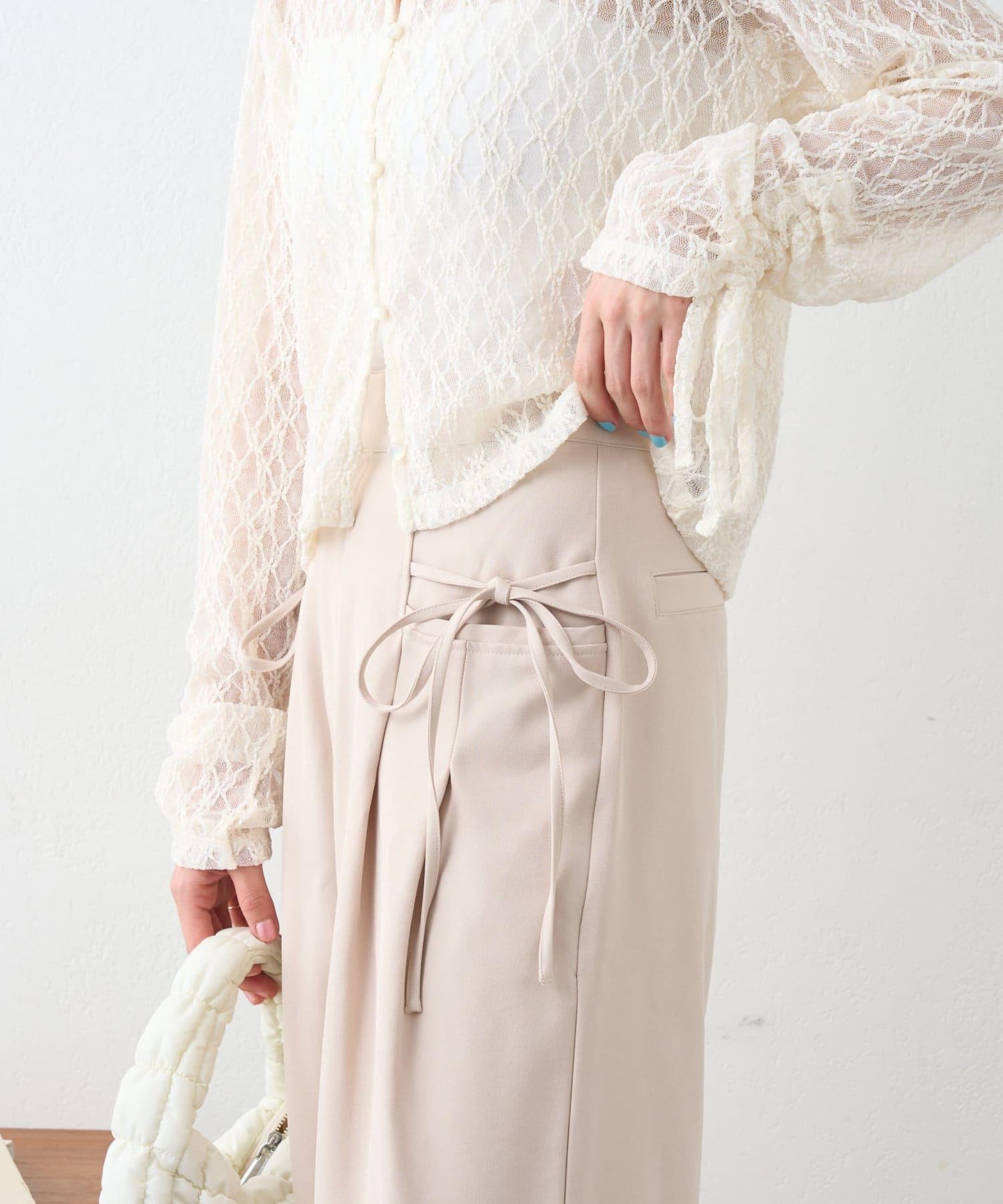 w closet 蝴蝶結褶襉 褲子