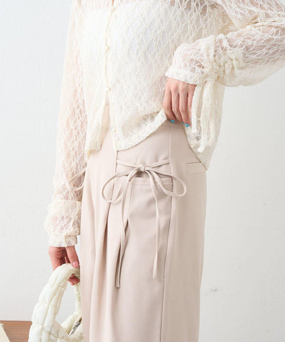 w closet 蝴蝶結褶襉 褲子