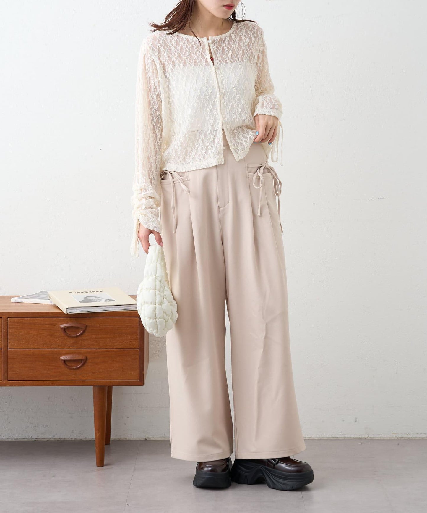 w closet 蝴蝶結褶襉 褲子