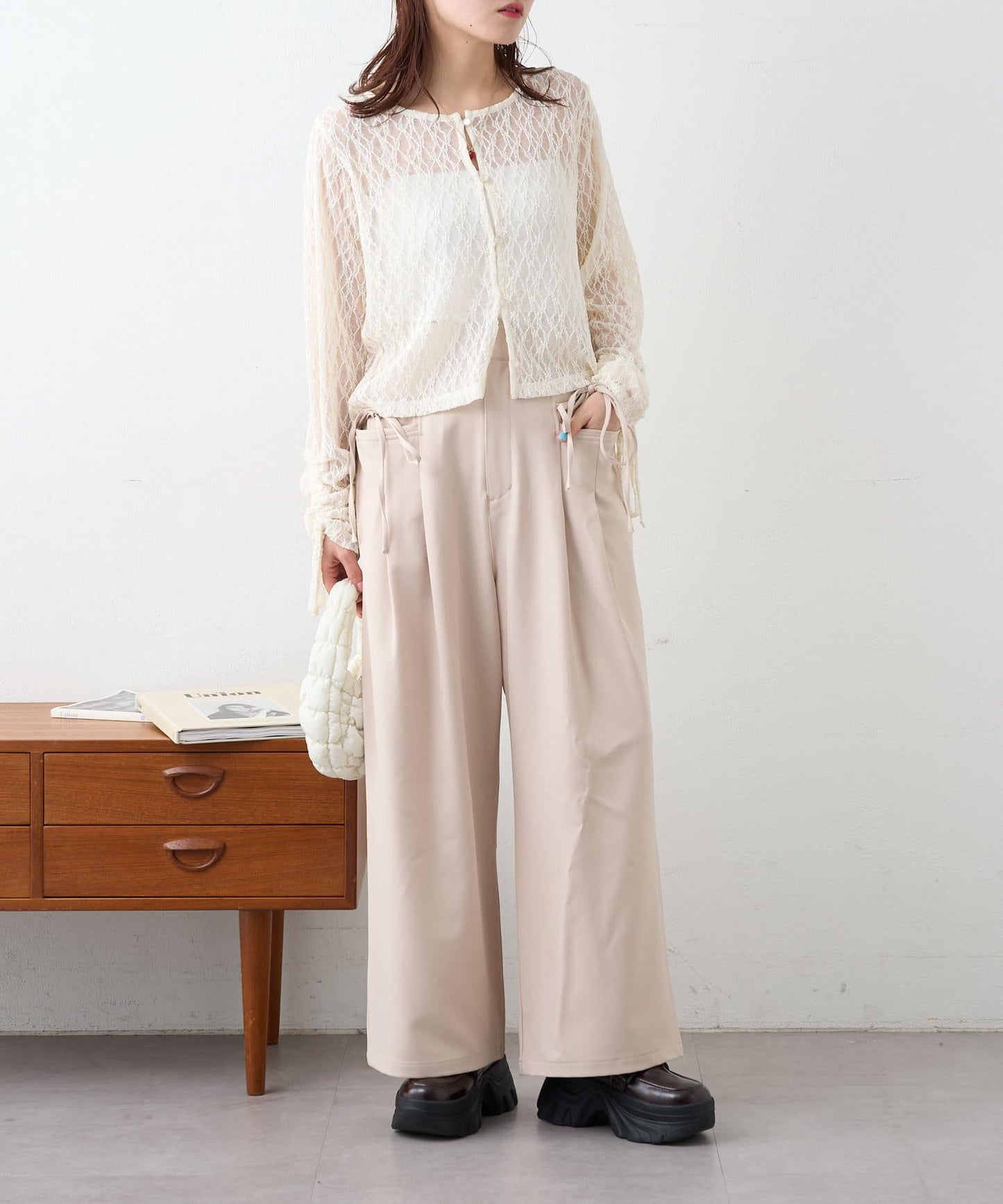 w closet 蝴蝶結褶襉 褲子