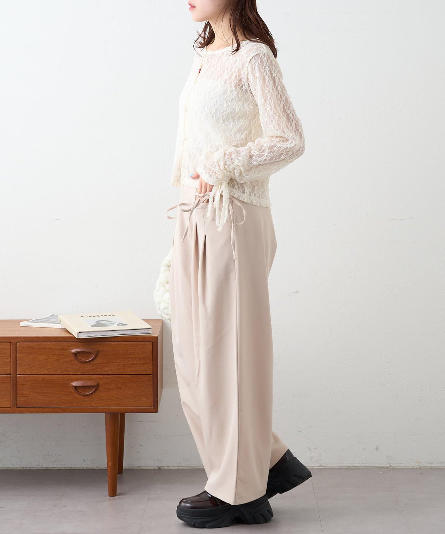 w closet 蝴蝶結褶襉 褲子