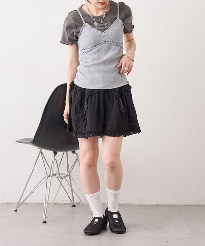 w closet 隨機羅紋蕾絲吊帶上衣