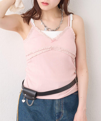 w closet 隨機羅紋蕾絲吊帶上衣